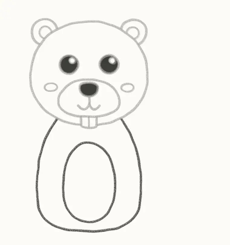 How to Draw a Cartoon Beaver, step 5: draw the body