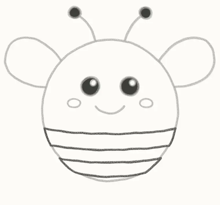 How to Draw a Cartoon Bee, step 5: add the stripes