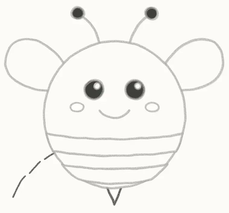 How to Draw a Cartoon Bee, step 6: draw the stinger