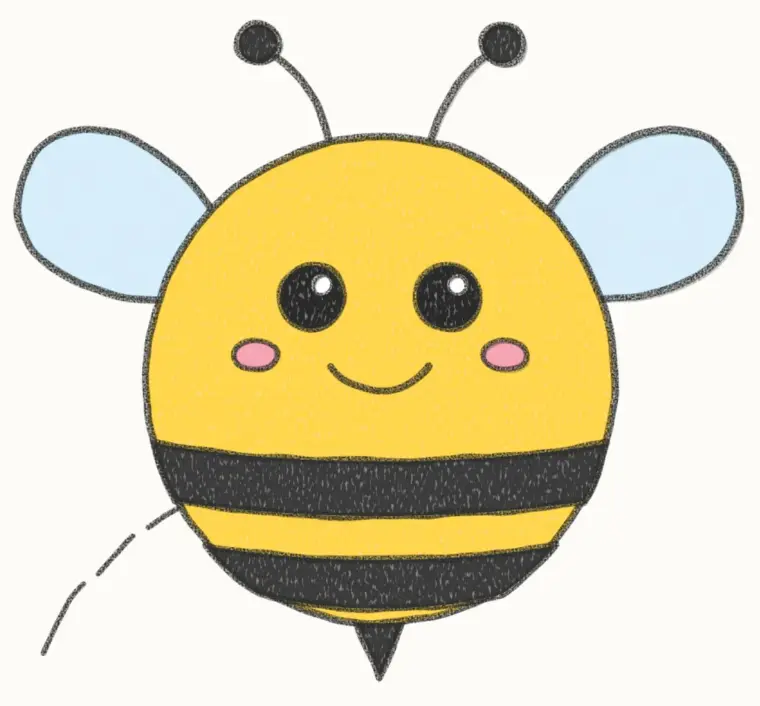 How to Draw a Cartoon Bee, step 7 of 7: color your bee, pencil drawing
