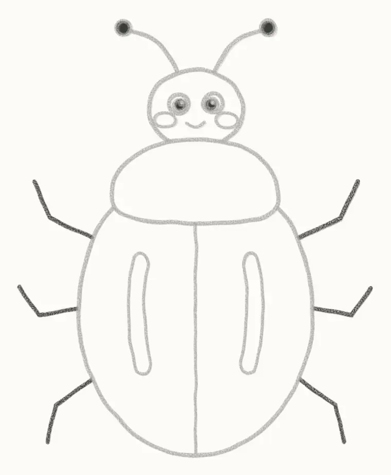 How to Draw a Cartoon Beetle, step 6: add the six legs