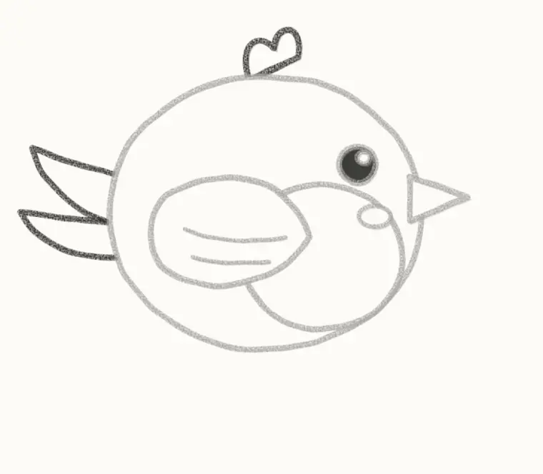 How to Draw a Cartoon Bird, step 5: add the tail and head feathers