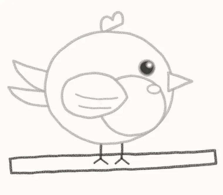How to Draw a Cartoon Bird, step 6: draw the legs and branch
