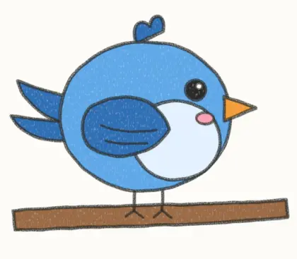 Finished cartoon bird drawing, coloured