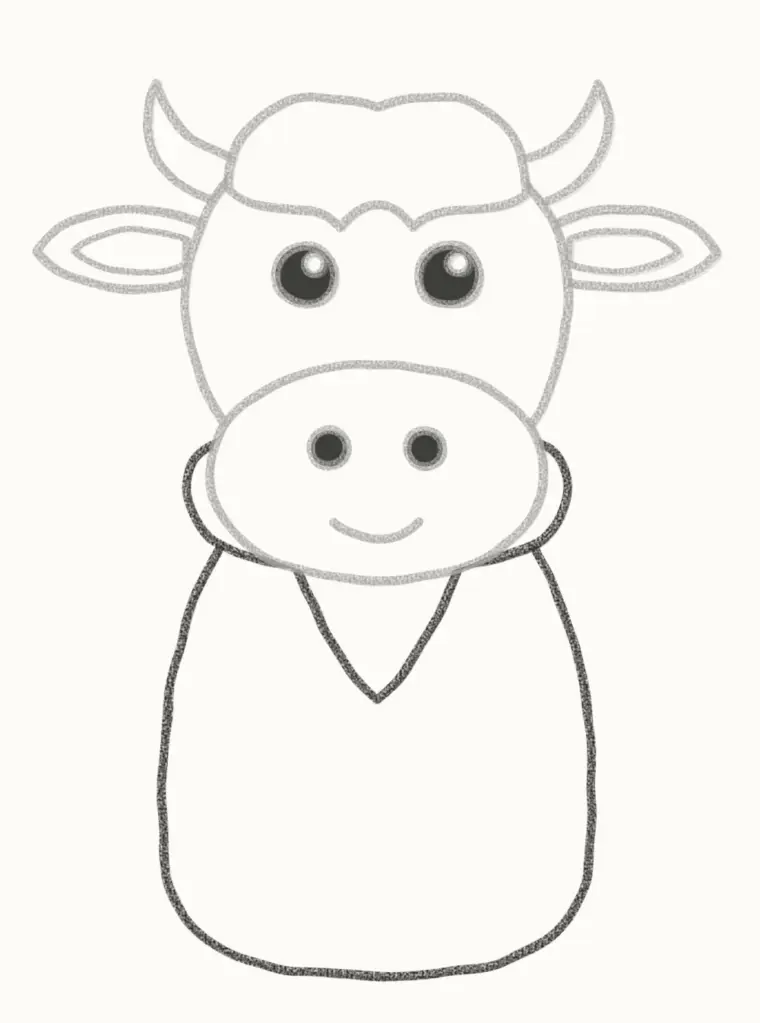 How to Draw a Cartoon Bison, step 5: draw the body and shaggy beard