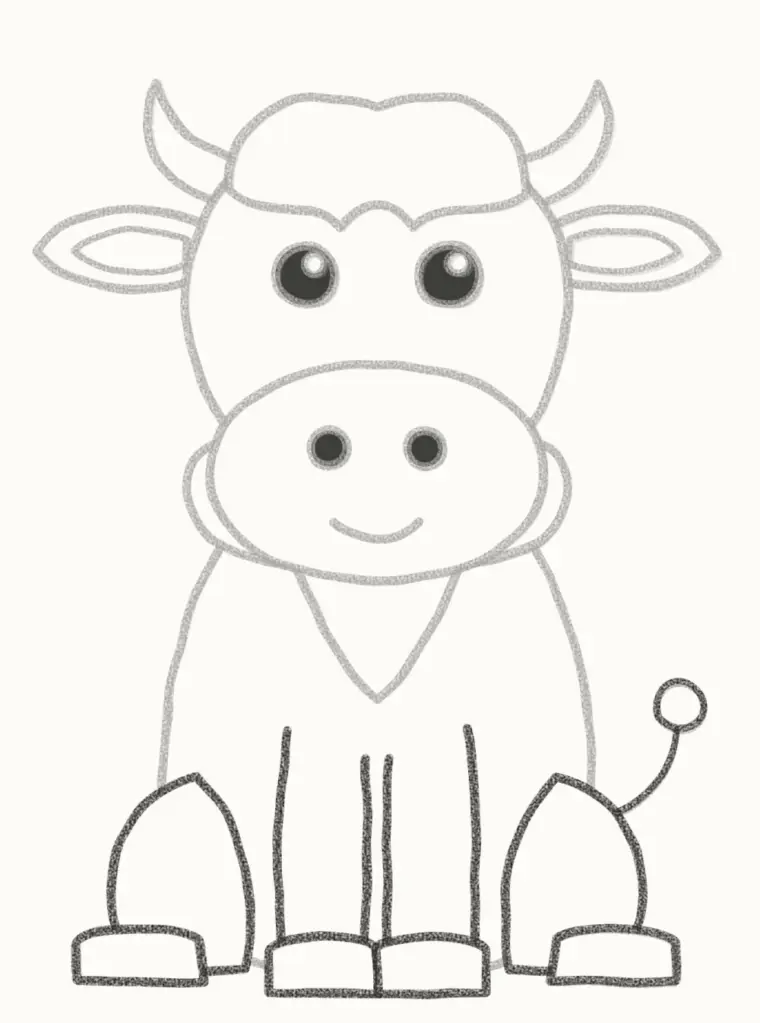 How to Draw a Cartoon Bison, step 6: add the legs and tail