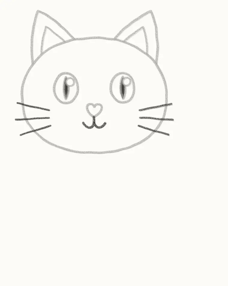 How to Draw a Cartoon Black Cat, step 4: draw the mouth and whiskers