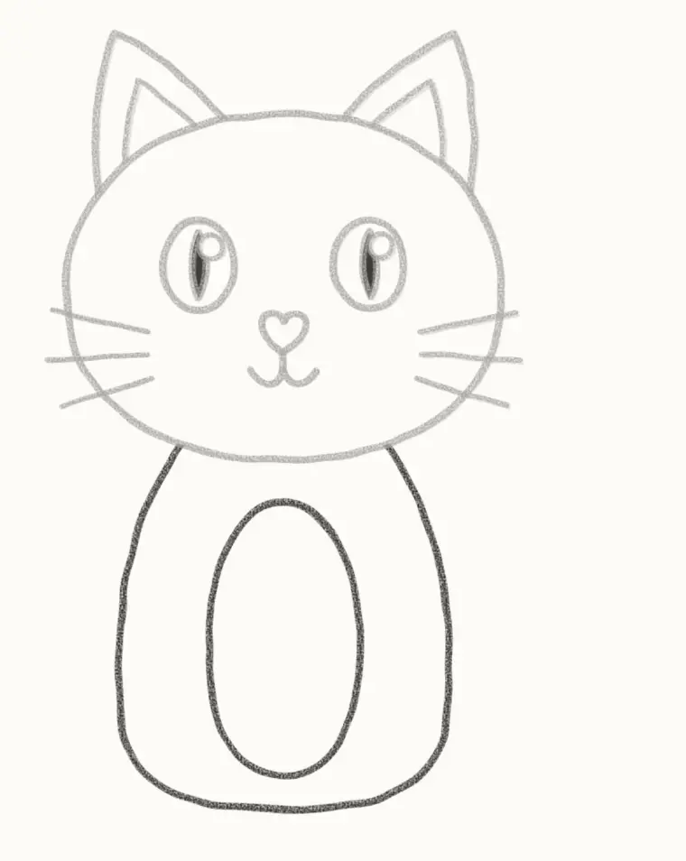 How to Draw a Cartoon Black Cat, step 5: draw the body
