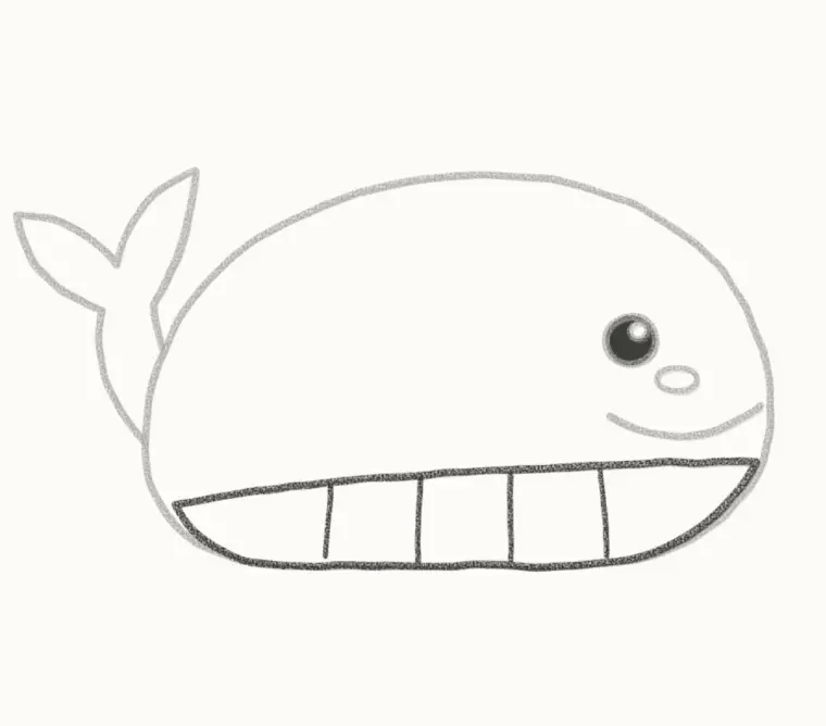 How to Draw a Cartoon Blue Whale, step 4: draw the belly lines