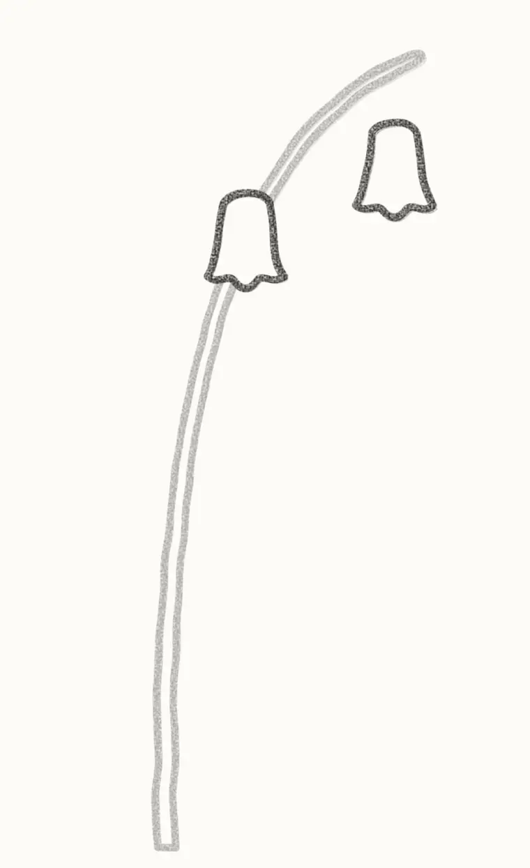 How to Draw a Cartoon Bluebell, step 2: draw the first bells