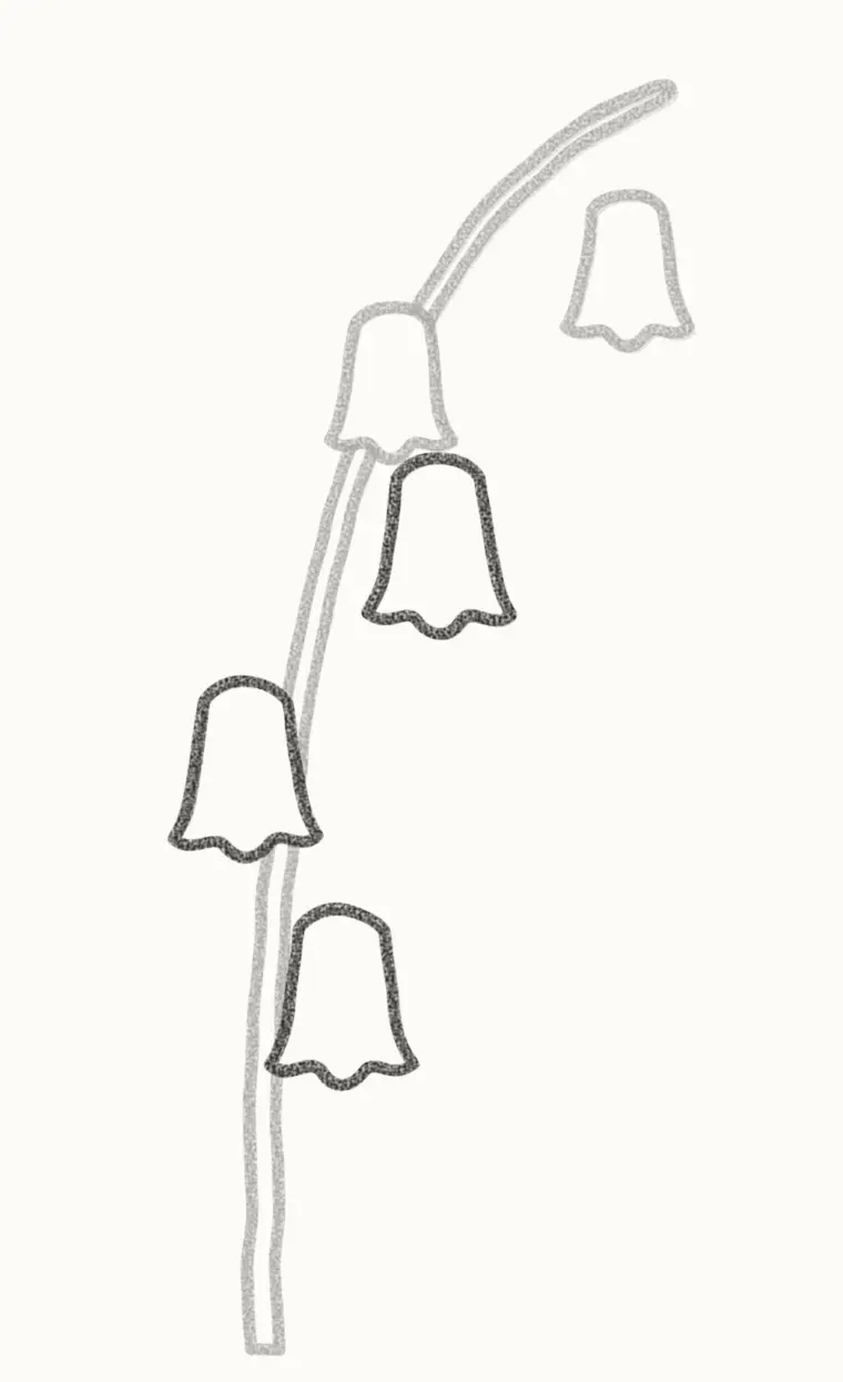 How to Draw a Cartoon Bluebell, step 3: add more bells