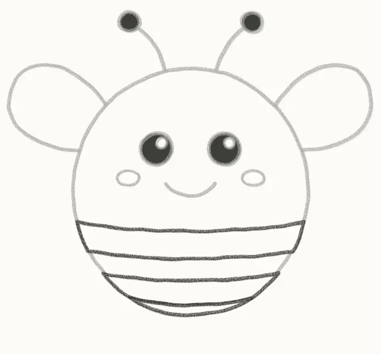 How to Draw a Cartoon Bumble Bee, step 5: draw the stripes