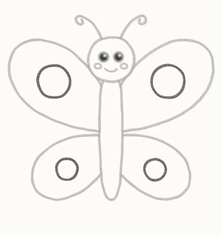 How to Draw a Cartoon Butterfly, step 5: add the big spots