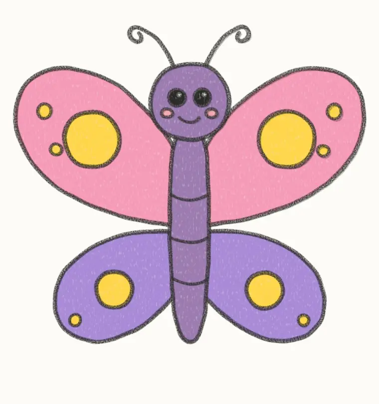 How to Draw a Cartoon Butterfly, step 7 of 7: color your butterfly, pencil drawing