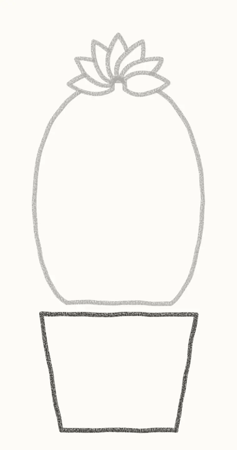 How to Draw a Cartoon Cactus Flower, step 3: draw the pot