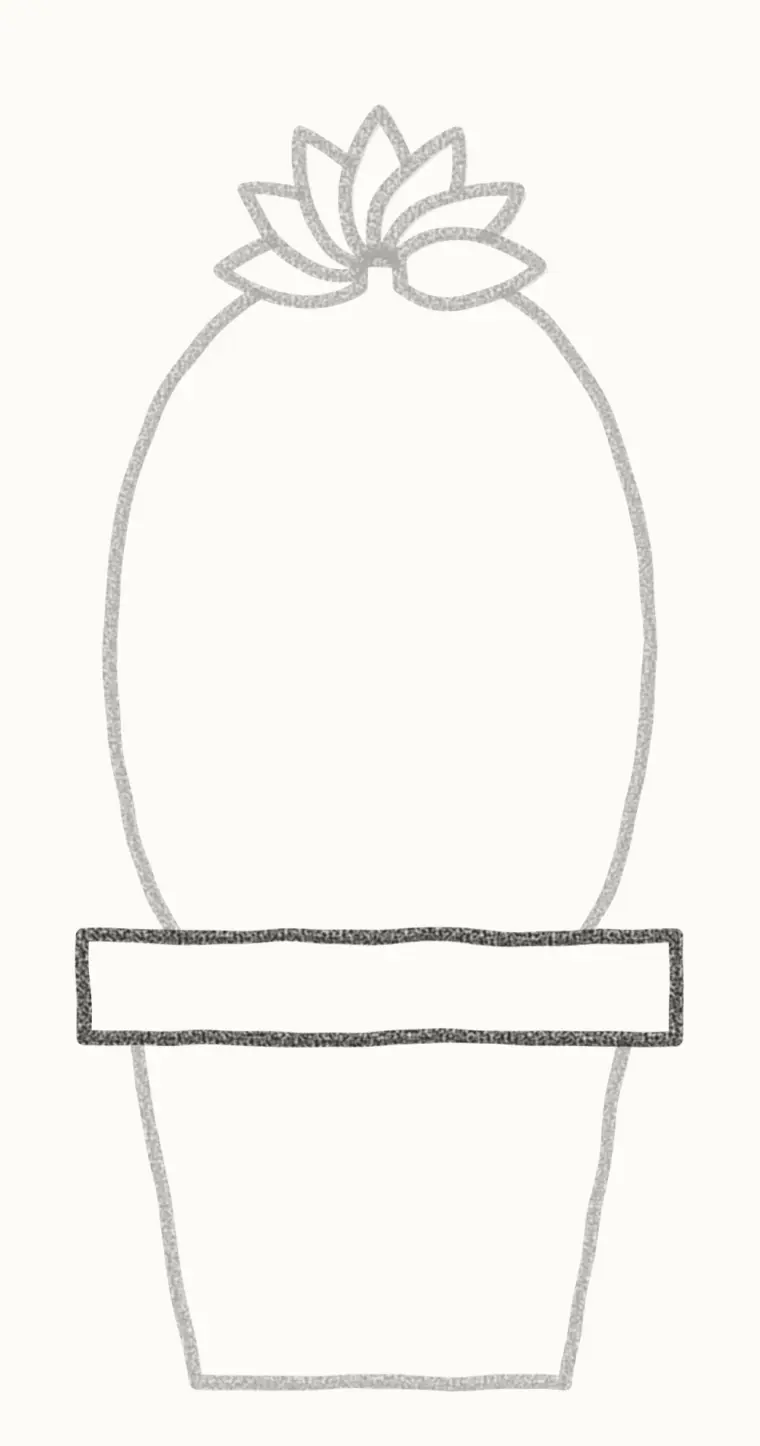 How to Draw a Cartoon Cactus Flower, step 4: add the rim