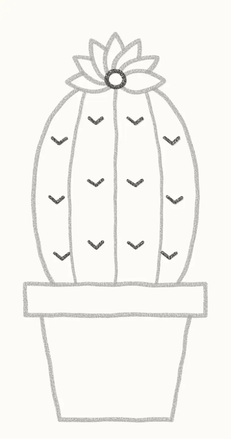 How to Draw a Cartoon Cactus Flower, step 6: add the spines