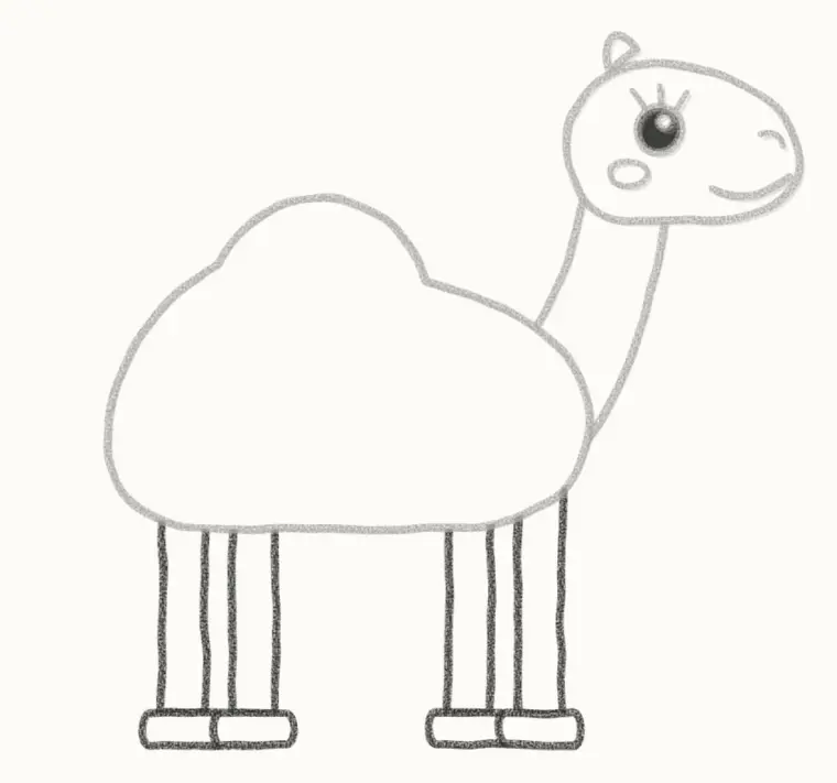 How to Draw a Cartoon Camel, step 5: draw the legs