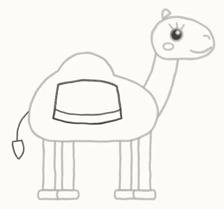 How to Draw a Cartoon Camel, step 6: add the tail and blanket