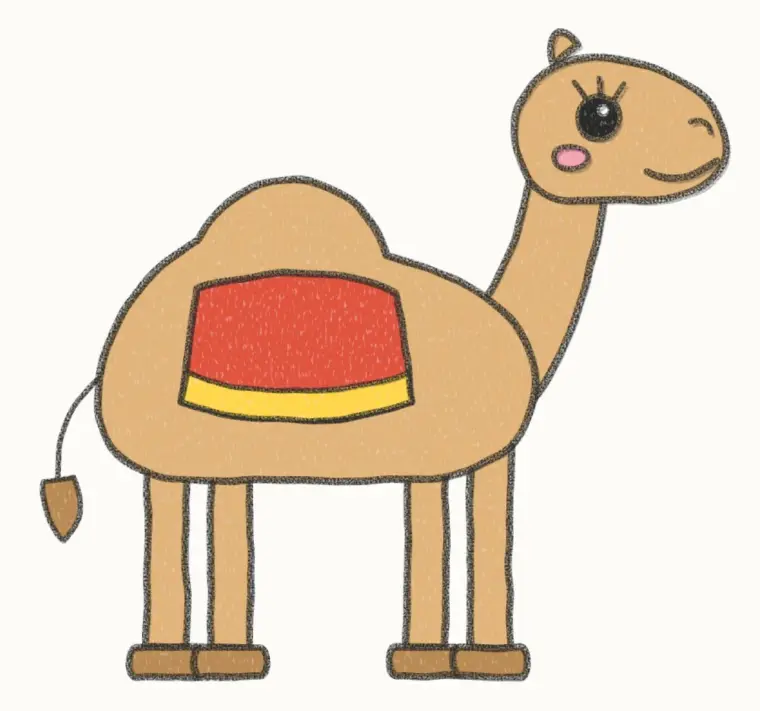 How to Draw a Cartoon Camel, step 7 of 7: color your camel, pencil drawing