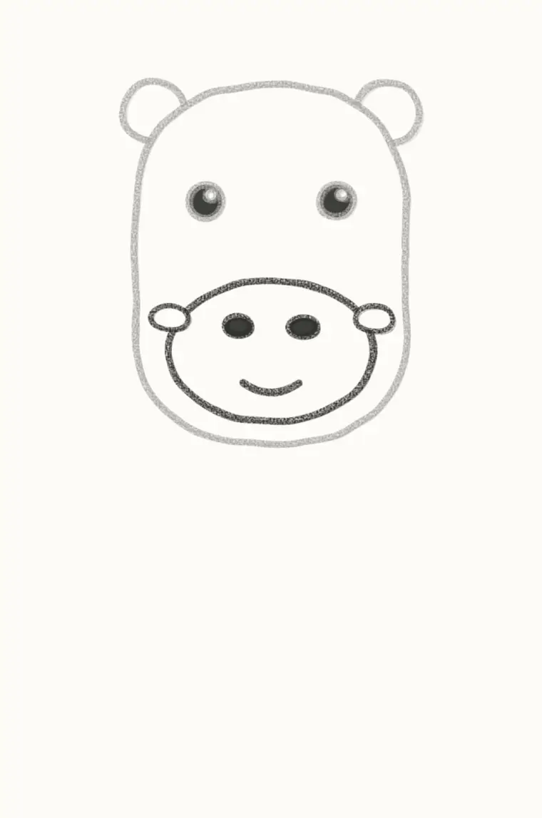 How to Draw a Cartoon Capybara, step 4: draw the big nose