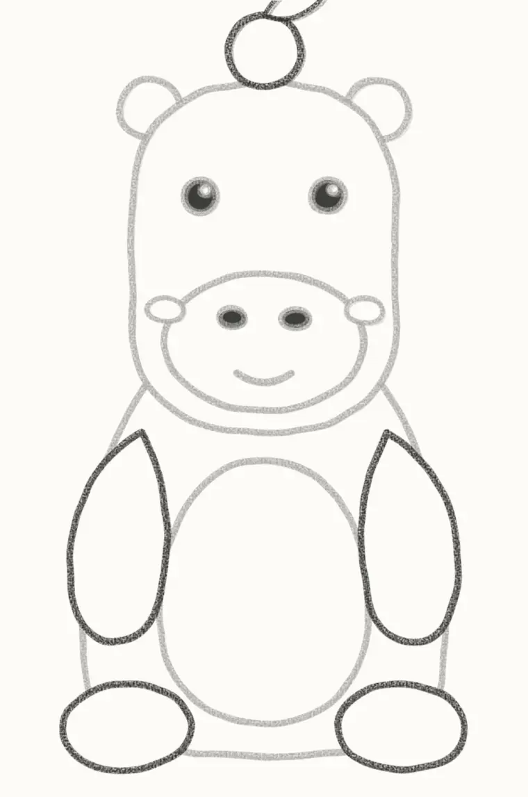 How to Draw a Cartoon Capybara, step 6: add the arms, feet and orange