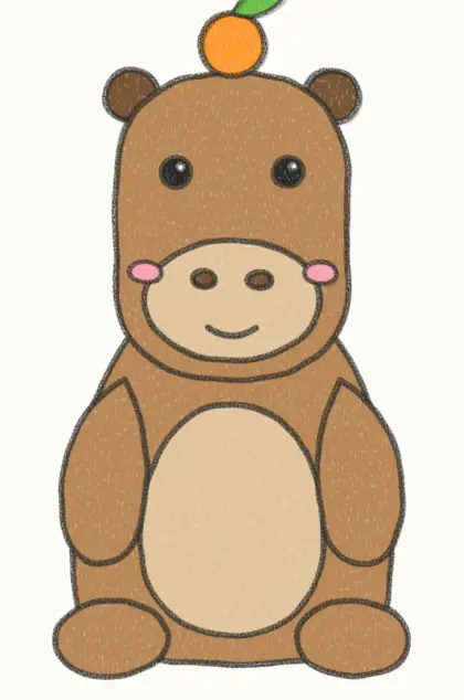 Finished cartoon capybara drawing, coloured