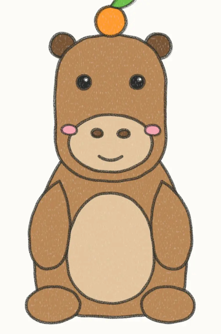 How to Draw a Cartoon Capybara, step 7 of 7: color your capybara, pencil drawing