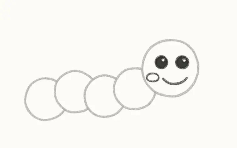 How to Draw a Cartoon Caterpillar, step 3: draw the face