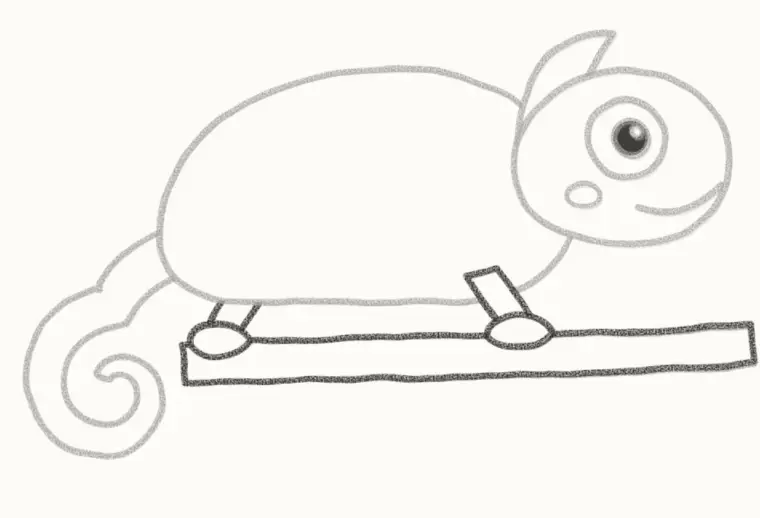 How to Draw a Cartoon Chameleon, step 5: add the legs and branch