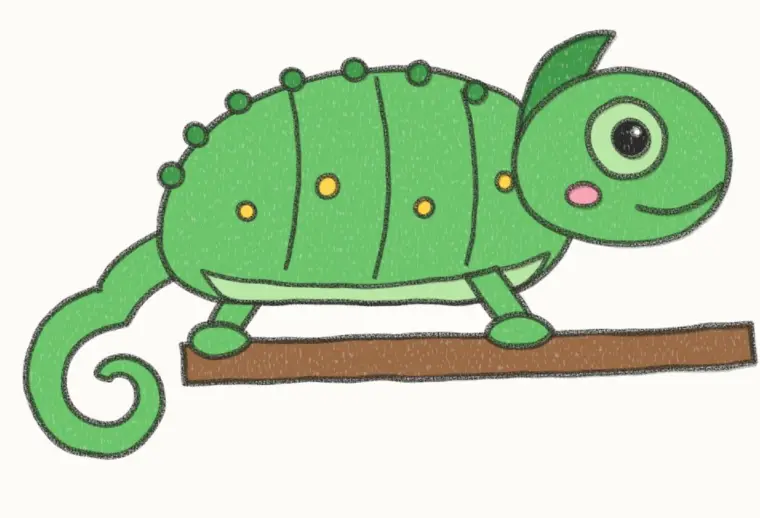 How to Draw a Cartoon Chameleon, step 7 of 7: color your chameleon, pencil drawing