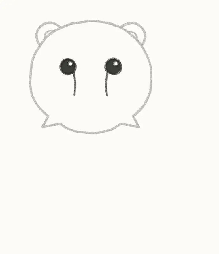 How to Draw a Cartoon Cheetah, step 3: draw the eyes and tear marks