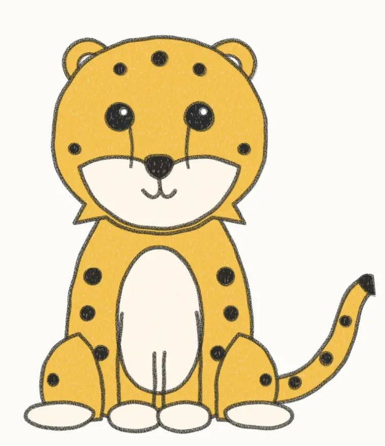 How to Draw a Cartoon Cheetah, step 7 of 7: color your cheetah, pencil drawing