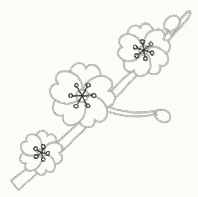 How to Draw a Cartoon Cherry Blossom, step 6: add the middles