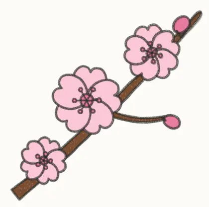 Finished cartoon cherry blossom drawing, coloured