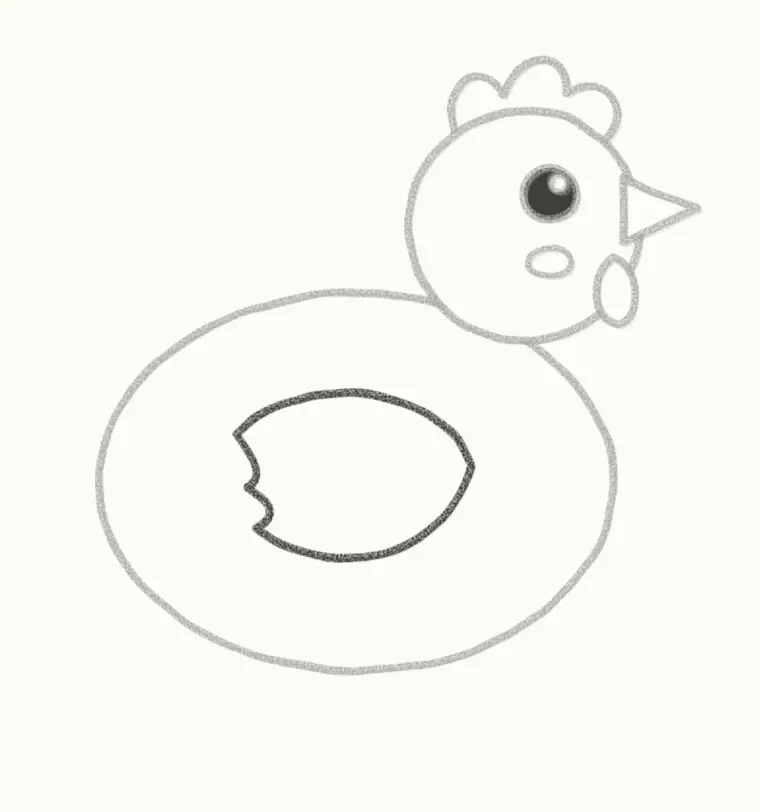How to Draw a Cartoon Chicken, step 5: add the wing