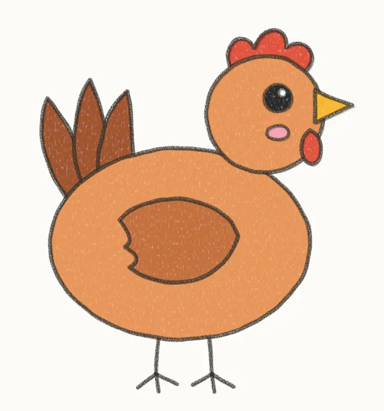 How to Draw a Cartoon Chicken, step 7 of 7: color your chicken, pencil drawing