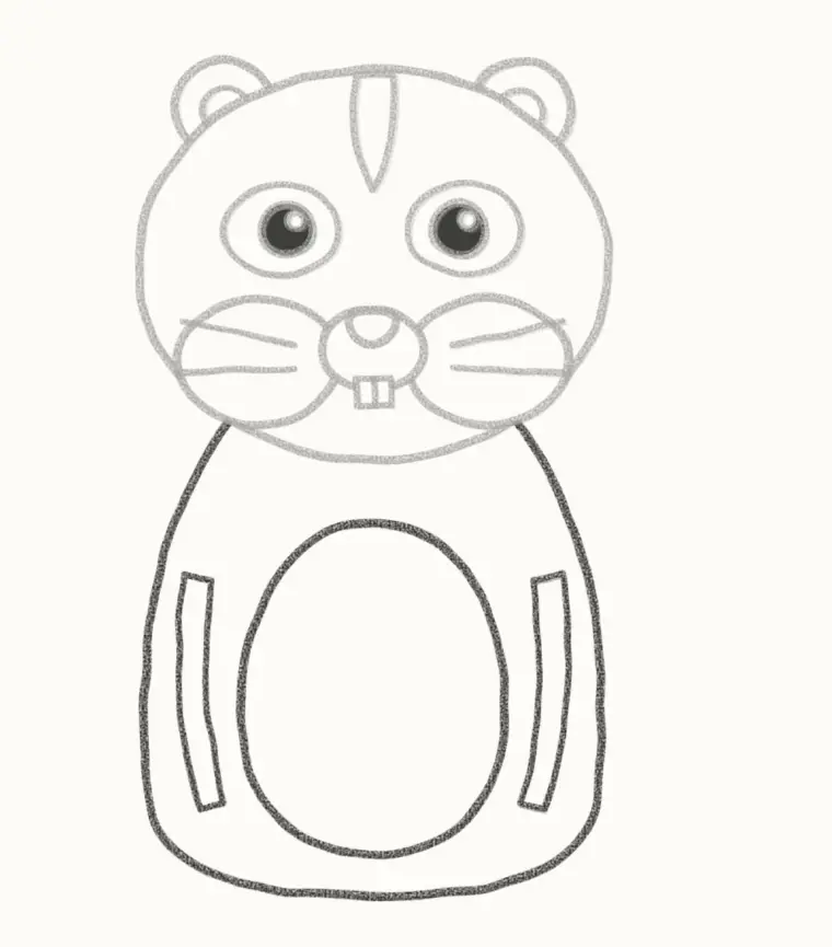 How to Draw a Cartoon Chipmunk, step 5: draw the body and stripes