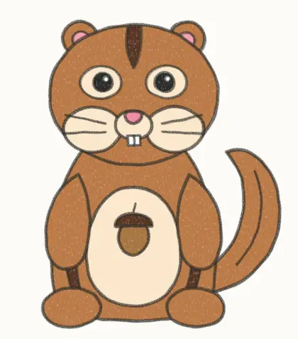 Finished cartoon chipmunk drawing, coloured
