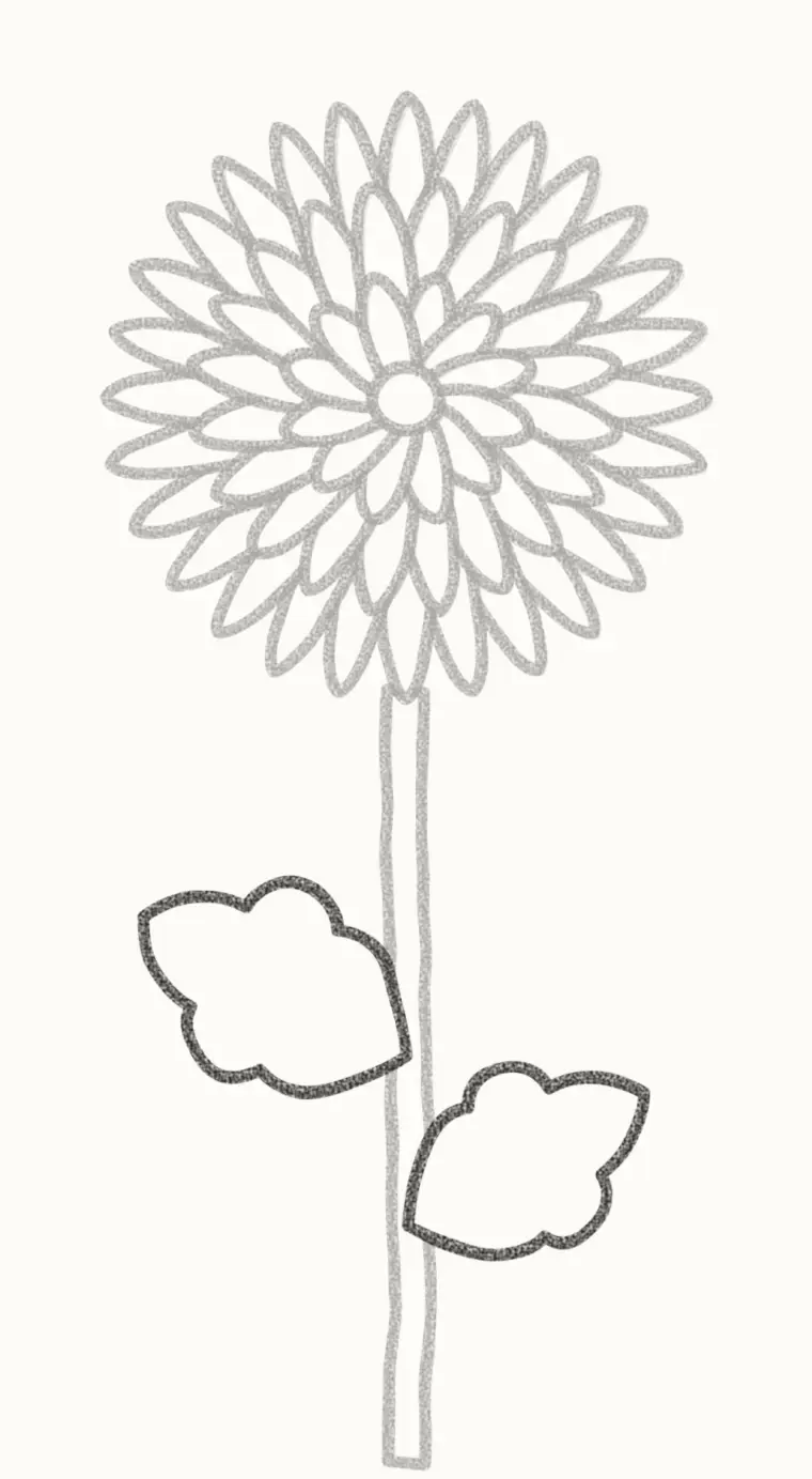How to Draw a Cartoon Chrysanthemum, step 5: add the leaves