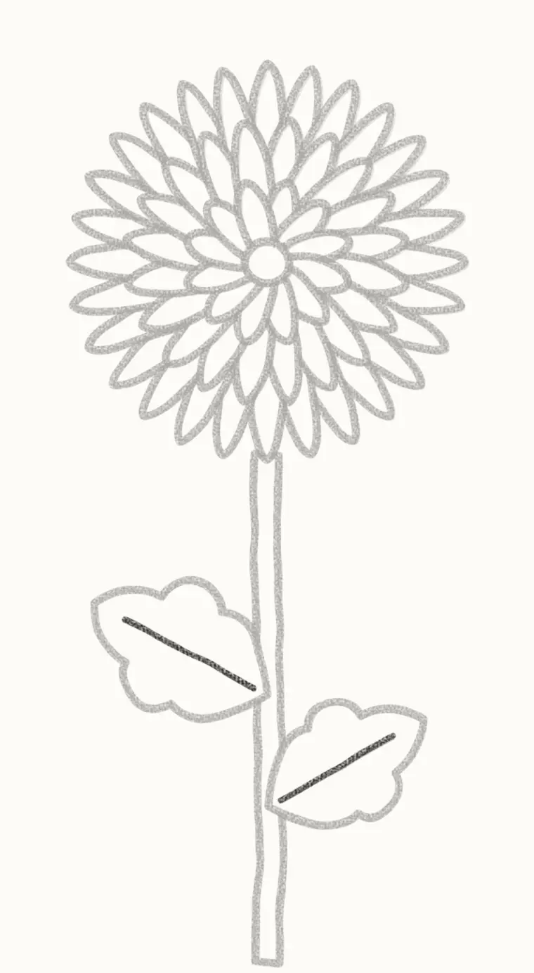 How to Draw a Cartoon Chrysanthemum, step 6: add the leaf lines
