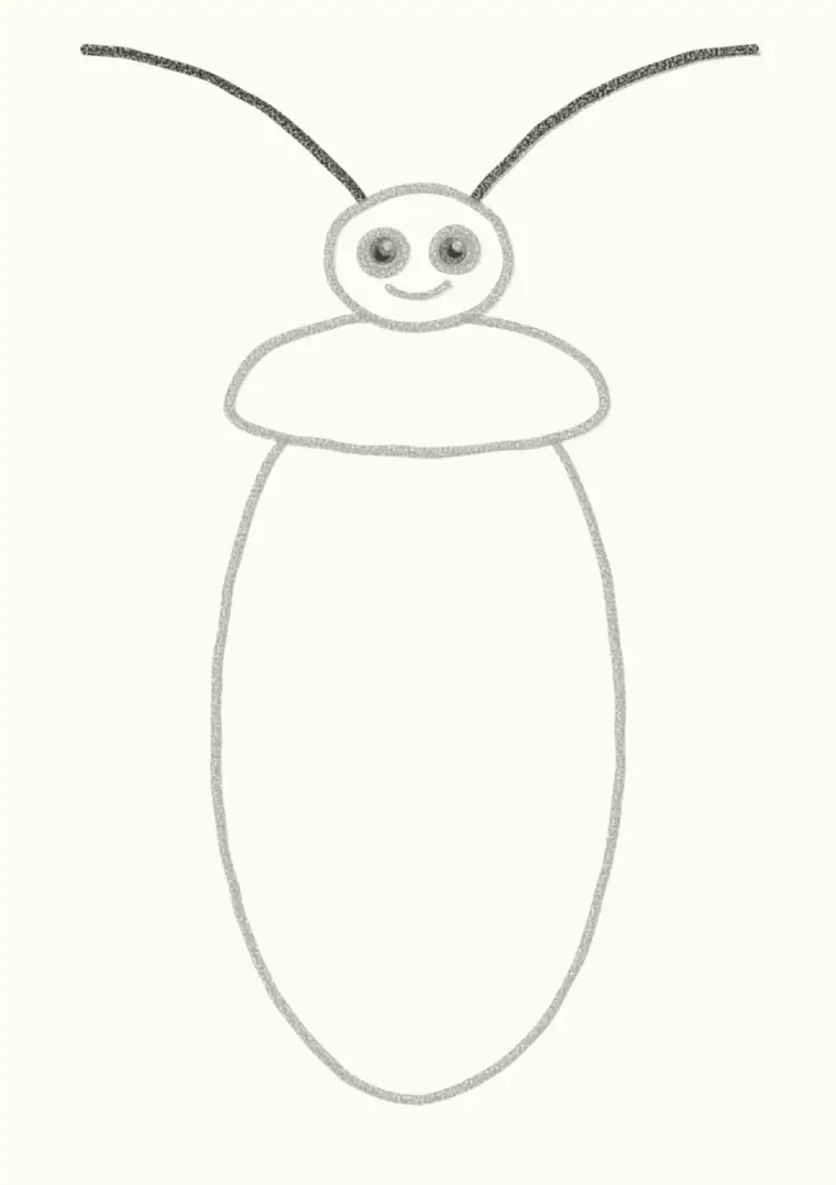 How to Draw a Cartoon Cockroach, step 4: add the long antennae