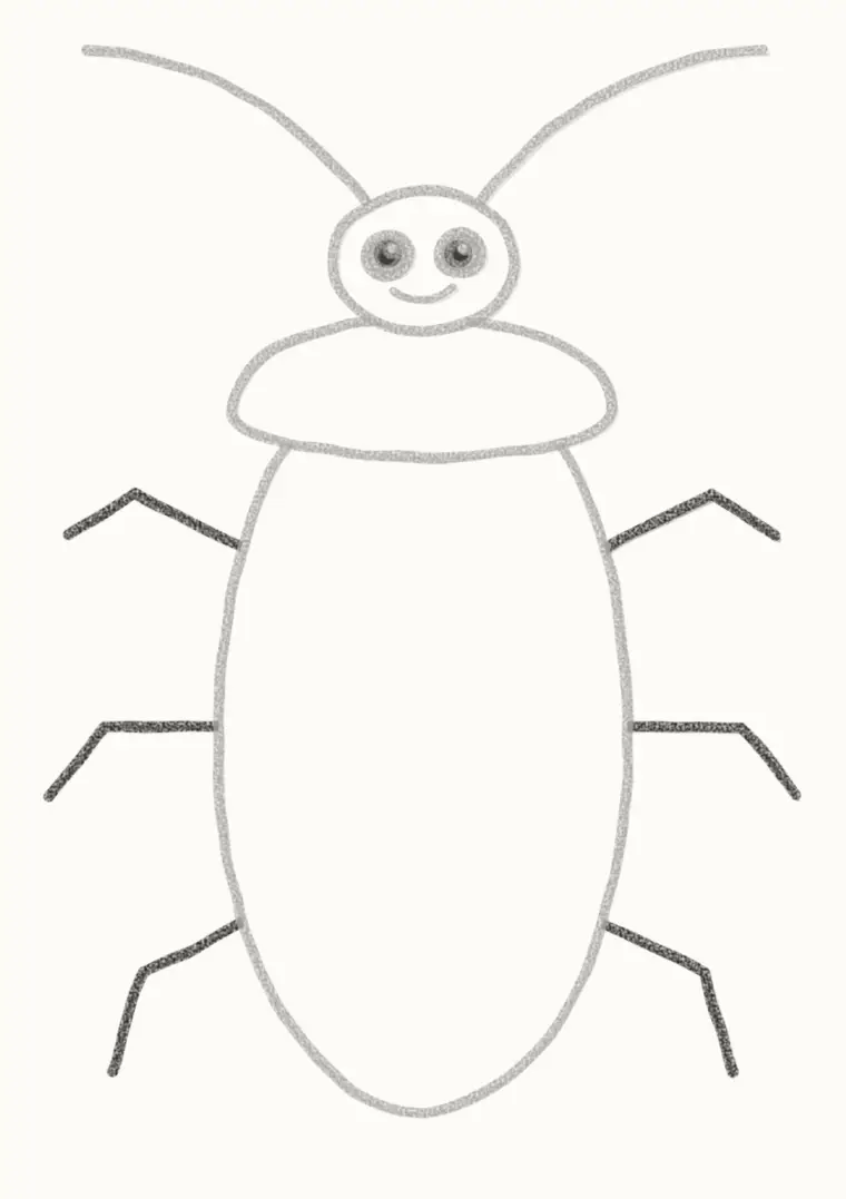 How to Draw a Cartoon Cockroach, step 5: draw the legs