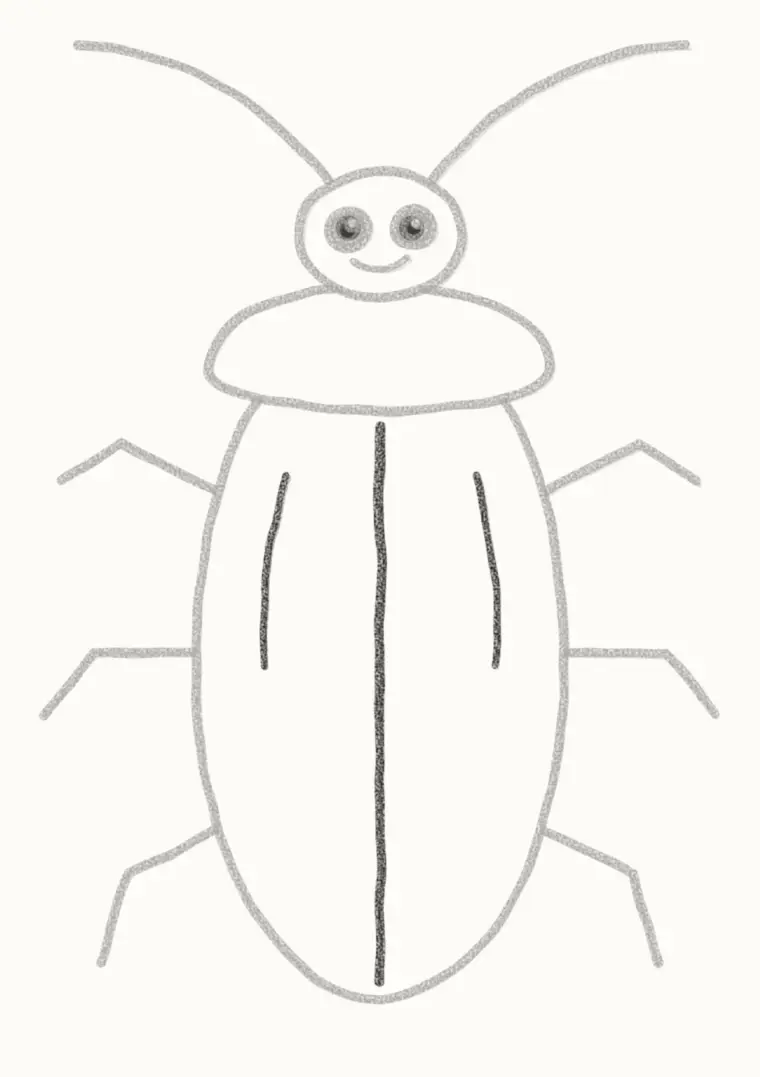 How to Draw a Cartoon Cockroach, step 6: add the wing lines