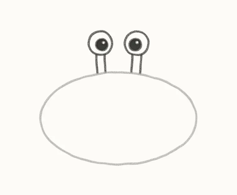 How to Draw a Cartoon Crab, step 2: add the eye stalks