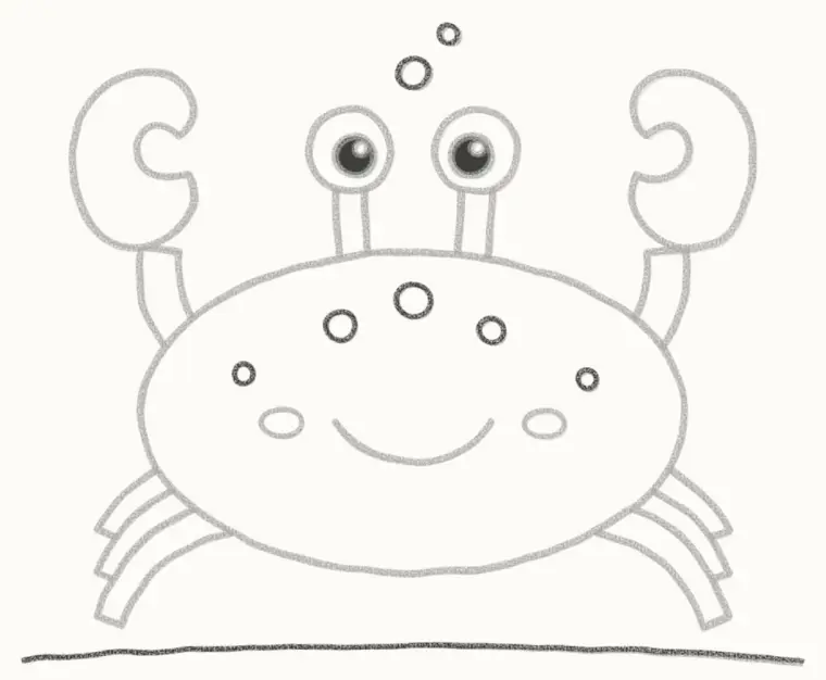 How to Draw a Cartoon Crab, step 6: draw the spots and bubbles