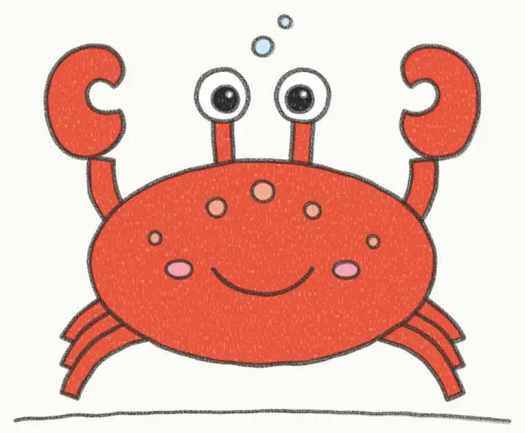 How to Draw a Cartoon Crab, step 7 of 7: color your crab, pencil drawing
