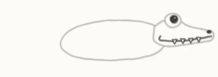 How to Draw a Cartoon Crocodile, step 3: draw the face and teeth