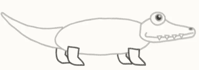 How to Draw a Cartoon Crocodile, step 5: add the legs