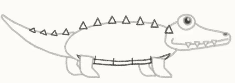 How to Draw a Cartoon Crocodile, step 6: draw the bumps and belly